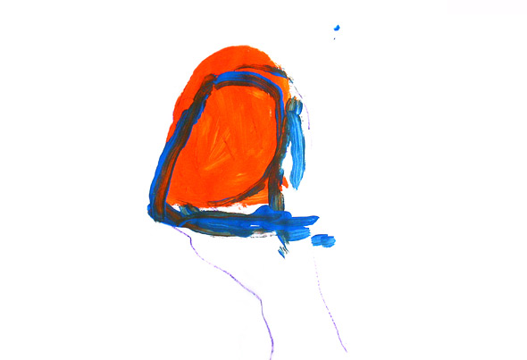 Faust, gemalt in Orange und Blau